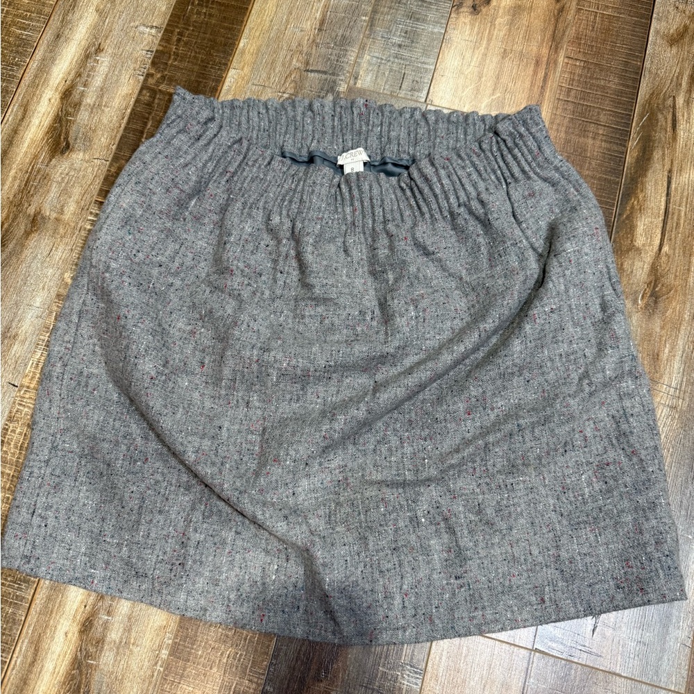 J. Crew Gray Tweed Elastic-Waist Mini Skirt